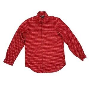 Hutspah Button‎ Down Shirt Small Red Long Sleeve Classic Preppy Casual
